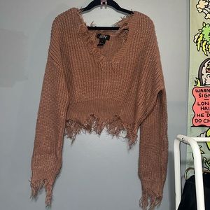 Cropped, long sleeve sweater